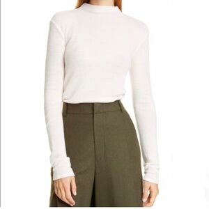 VINCE Funnel Neck Fitted‎ Wool Blend Sweater in Cream White Size S